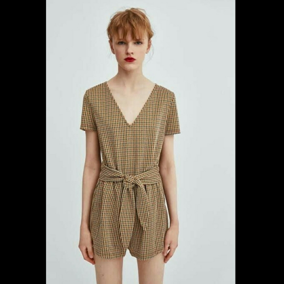 ZARA Brown Houndstooth Romper - Picture 10 of 10